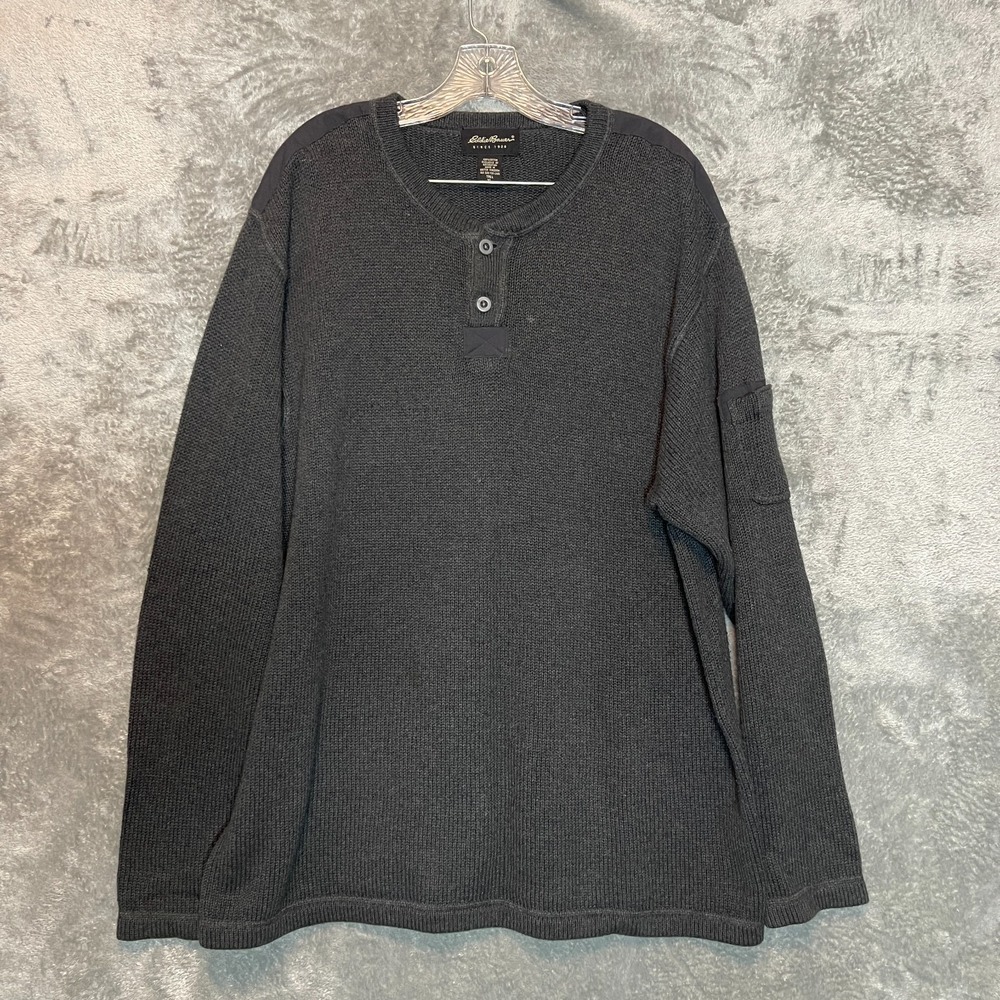Eddie Bauer Men Size XL Tall Rugged Outdoor Heavyweight Henley Cotton Sweater